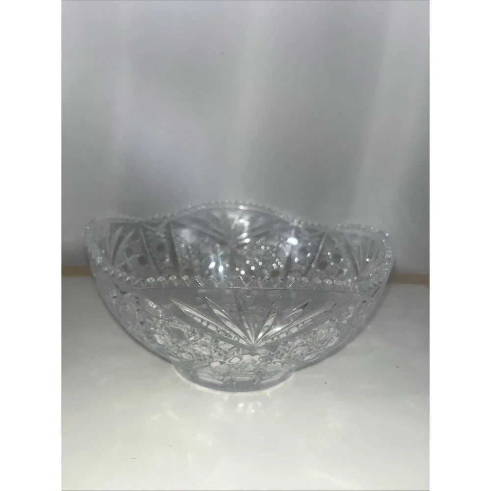 Vintage Cut Crystal Bowl/Salad/decirative Piece/ David Star/9inch Diameter